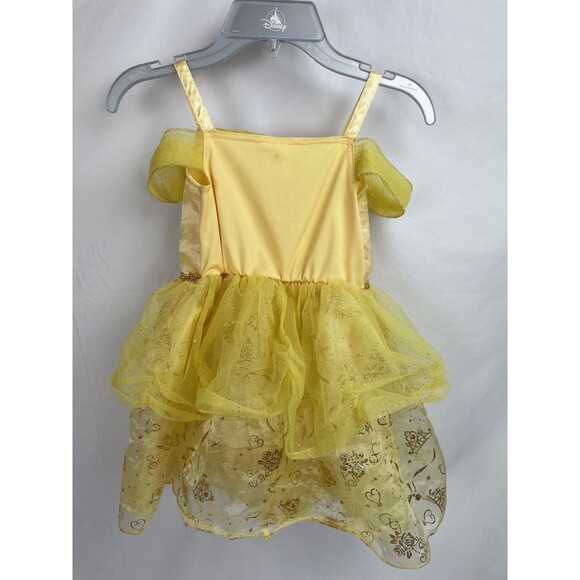 Disney Store Girl 4 Belle Beauty Beast Dress Yellow Costume Princess Roses - Picture 3 of 7